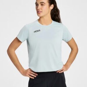 HOKA Women's Cloud Blue Top Running XL Lightweight Wicking Marathon Travel Shirt